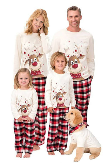 Weihnachten weißer Hirsch Familie passendes Pyjama-Set