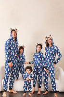 Laden Sie das Bild in den Galerie-Viewer, Schneemann-Druck Blauer Familien-Passend zu Weihnachten Einteiler Pyjama