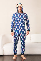 Laden Sie das Bild in den Galerie-Viewer, Schneemann-Druck Blauer Familien-Passend zu Weihnachten Einteiler Pyjama