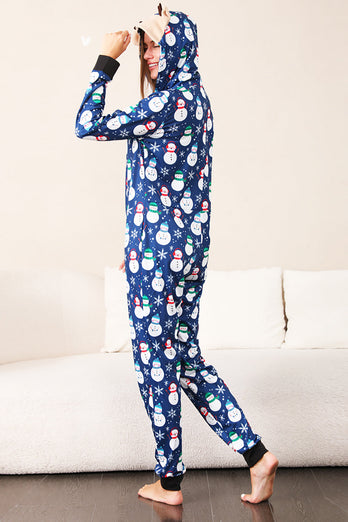 Schneemann-Druck Blauer Familien-Passend zu Weihnachten Einteiler Pyjama