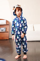 Laden Sie das Bild in den Galerie-Viewer, Schneemann-Druck Blauer Familien-Passend zu Weihnachten Einteiler Pyjama
