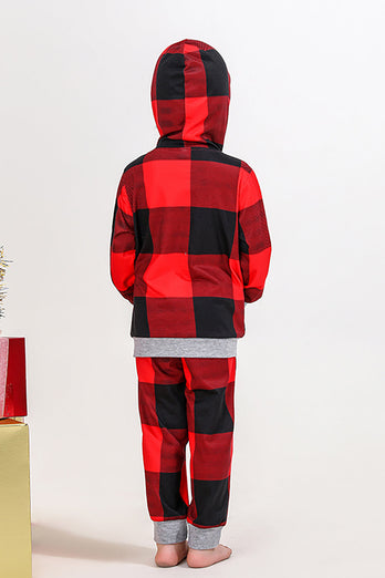 Weihnachtsfamilie Rot Grid Bärendruck Pyjama-Set
