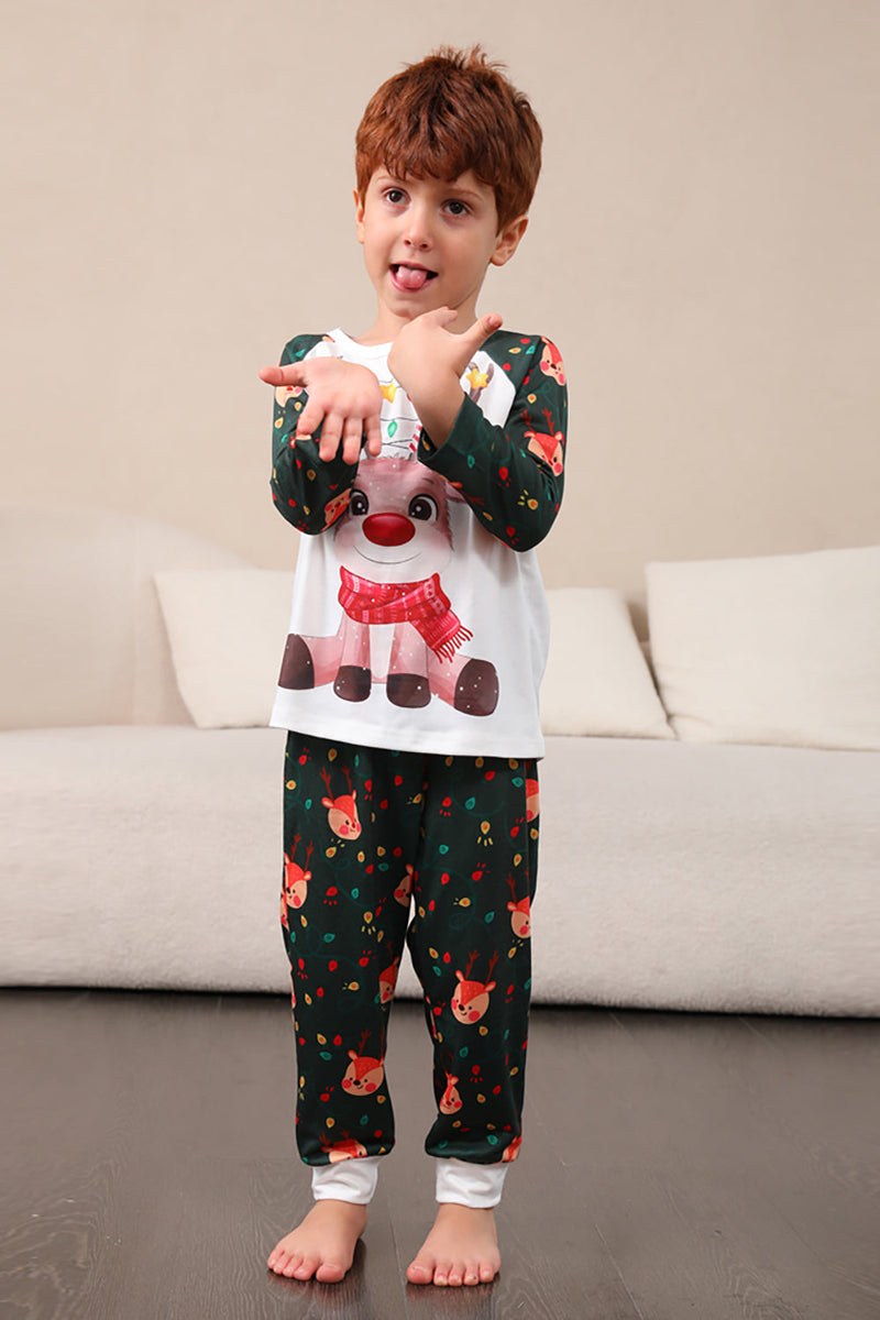 Laden Sie das Bild in den Galerie-Viewer, Dunkelgrüner Hirsch Weihnachts-Familien-Pyjama-Set