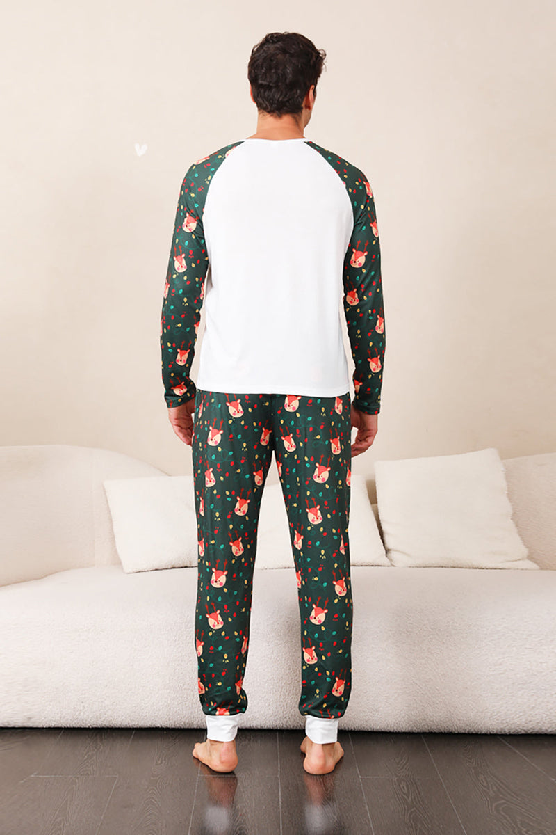 Laden Sie das Bild in den Galerie-Viewer, Dunkelgrüner Hirsch Weihnachts-Familien-Pyjama-Set
