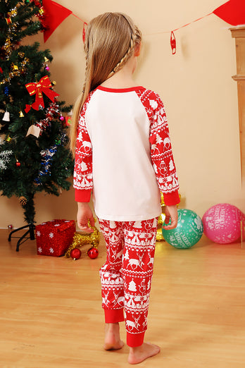 Roter Hirsch Druck Weihnachtsfamilie Passendes Pyjama-Set