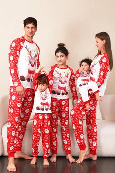 Roter Hirsch-Druck Familien-Weihnachtspyjama