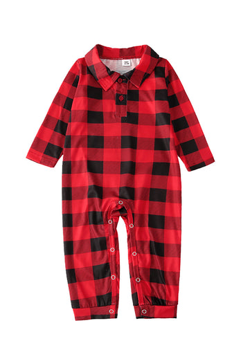 Rot kariertes Weihnachtsfamilien passendes 2-teiliges Pyjama-Set
