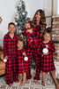 Laden Sie das Bild in den Galerie-Viewer, Rot kariertes Weihnachtsfamilien passendes 2-teiliges Pyjama-Set