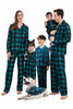 Laden Sie das Bild in den Galerie-Viewer, Dunkelgrün karierte Weihnachtsfamilie passendes 2-teiliges Pyjama-Set