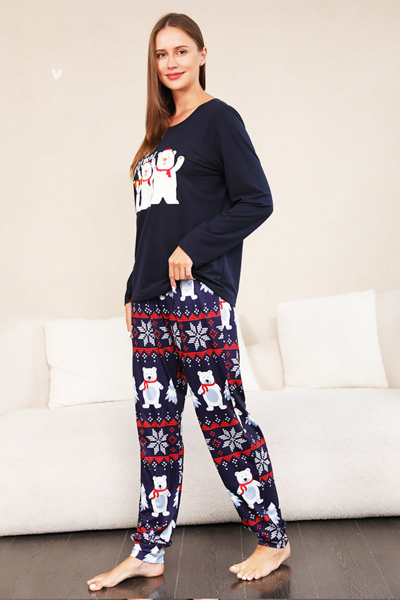 Laden Sie das Bild in den Galerie-Viewer, Passendes Pyjama-Set für die Weihnachtsfamilie mit Marineblauem Druck
