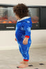 Laden Sie das Bild in den Galerie-Viewer, Weihnachtsfamilie Königsblauer Flanell Schneeflocken Strampler Pyjama