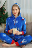 Laden Sie das Bild in den Galerie-Viewer, Weihnachtsfamilie Königsblauer Flanell Schneeflocken Strampler Pyjama