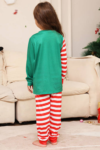 Grüne und rote Streifen Weihnachtsfamilie passendes Pyjama-Set