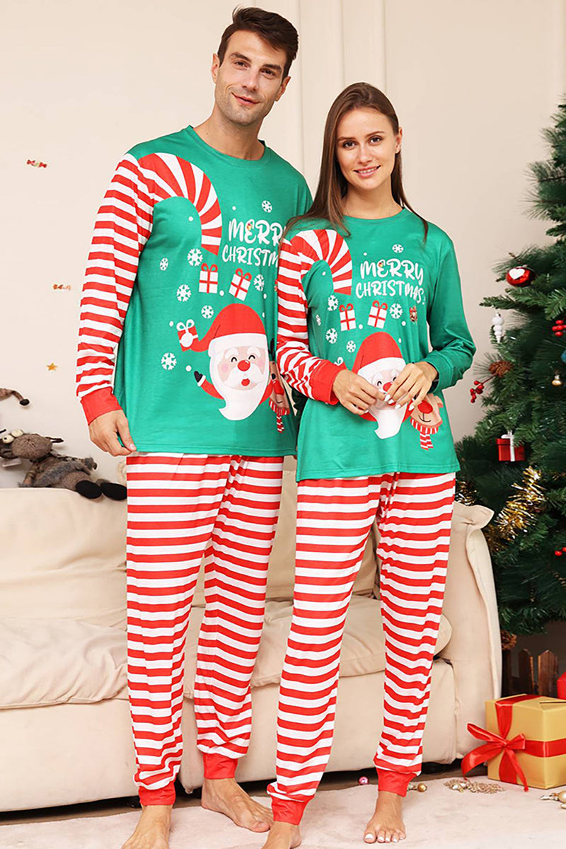Laden Sie das Bild in den Galerie-Viewer, Grüne und rote Streifen Weihnachtsfamilie passendes Pyjama-Set
