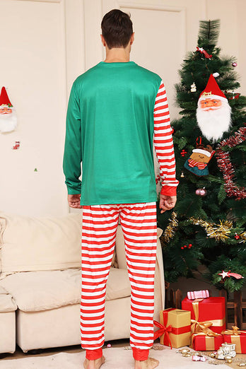 Grüne und rote Streifen Weihnachtsfamilie passendes Pyjama-Set