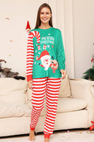 Laden Sie das Bild in den Galerie-Viewer, Grüne und rote Streifen Weihnachtsfamilie passendes Pyjama-Set