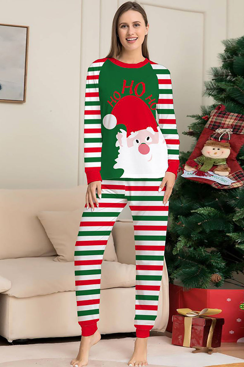 Laden Sie das Bild in den Galerie-Viewer, Grüne und rote Streifen Weihnachtsmann Familien-Pyjama-Set