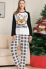 Laden Sie das Bild in den Galerie-Viewer, Schwarz-weiß kariertes Weihnachtshirsch-Familien-Pyjama-Set