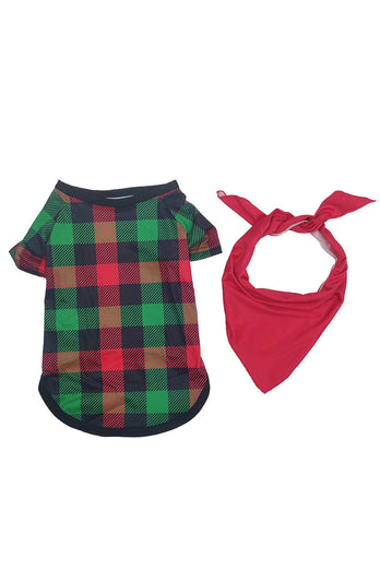 Grünes und rotes Gitter Hirsch Weihnachtsfamilie passendes Pyjama-Set