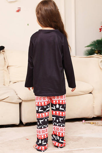 Weihnachtliches schwarzes Hirsch und Schneeflocke Familie passendes Pyjama-Set
