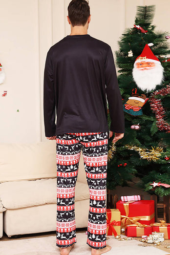 Weihnachtliches schwarzes Hirsch und Schneeflocke Familie passendes Pyjama-Set