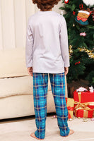 Laden Sie das Bild in den Galerie-Viewer, Grauer Hirsch und blau kariertes Weihnachtsfamilien-Pyjama-Set