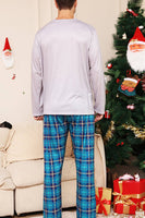 Laden Sie das Bild in den Galerie-Viewer, Grauer Hirsch und blau kariertes Weihnachtsfamilien-Pyjama-Set