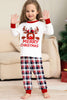Laden Sie das Bild in den Galerie-Viewer, Weißer Hirsch und rot kariertes Weihnachts-Familien-Pyjama-Set