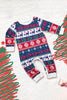 Laden Sie das Bild in den Galerie-Viewer, Weißer und blauer Hirsch Schneeflockenmuster Weihnachtsfamilie passendes Pyjama-Set