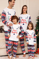 Laden Sie das Bild in den Galerie-Viewer, Weißer und blauer Hirsch Schneeflockenmuster Weihnachtsfamilie passendes Pyjama-Set
