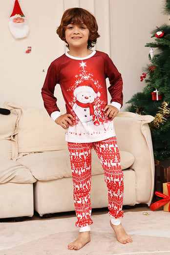 Roter Schneemann Weihnachtsfamilie Passendes Pyjama-Set