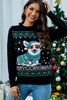 Laden Sie das Bild in den Galerie-Viewer, Schwarz Rot Niedlicher Hunde Weihnachtspullover mit langen Ärmeln