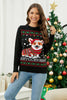 Laden Sie das Bild in den Galerie-Viewer, Schwarz Rot Niedlicher Hunde Weihnachtspullover mit langen Ärmeln