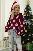 Laden Sie das Bild in den Galerie-Viewer, Schwarzer Weihnachtsmann Strickpullover mit langen Ärmeln