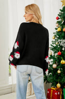 Laden Sie das Bild in den Galerie-Viewer, Schwarzer Weihnachtsmann Strickpullover mit langen Ärmeln
