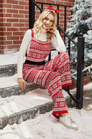 Laden Sie das Bild in den Galerie-Viewer, Weihnachtsrote Schneeflocken-Strick-Jumpsuits