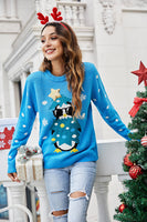 Laden Sie das Bild in den Galerie-Viewer, Weihnachtsblauer Pinguin-Strickpullover
