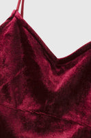 Laden Sie das Bild in den Galerie-Viewer, Burgunderrot Samt Slip Kleider Mutter Tochter Familie Passende Outfits