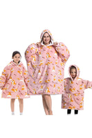 Laden Sie das Bild in den Galerie-Viewer, Schwarzes Dinosaurier-Familie Passendes Flanell-Oversize-Sweatshirt mit Kapuzenpullover