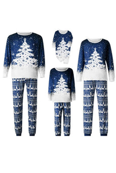 Weihnachten Familie Passendes Pyjama-Set Blauer Weihnachtsbaum Druck Pyjamas