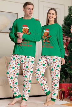 Passender Pyjama für die Weihnachtsfamilie Grüner Pyjama mit Weihnachtsmann-Druck