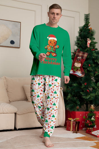 Passender Pyjama für die Weihnachtsfamilie Grüner Pyjama mit Weihnachtsmann-Druck