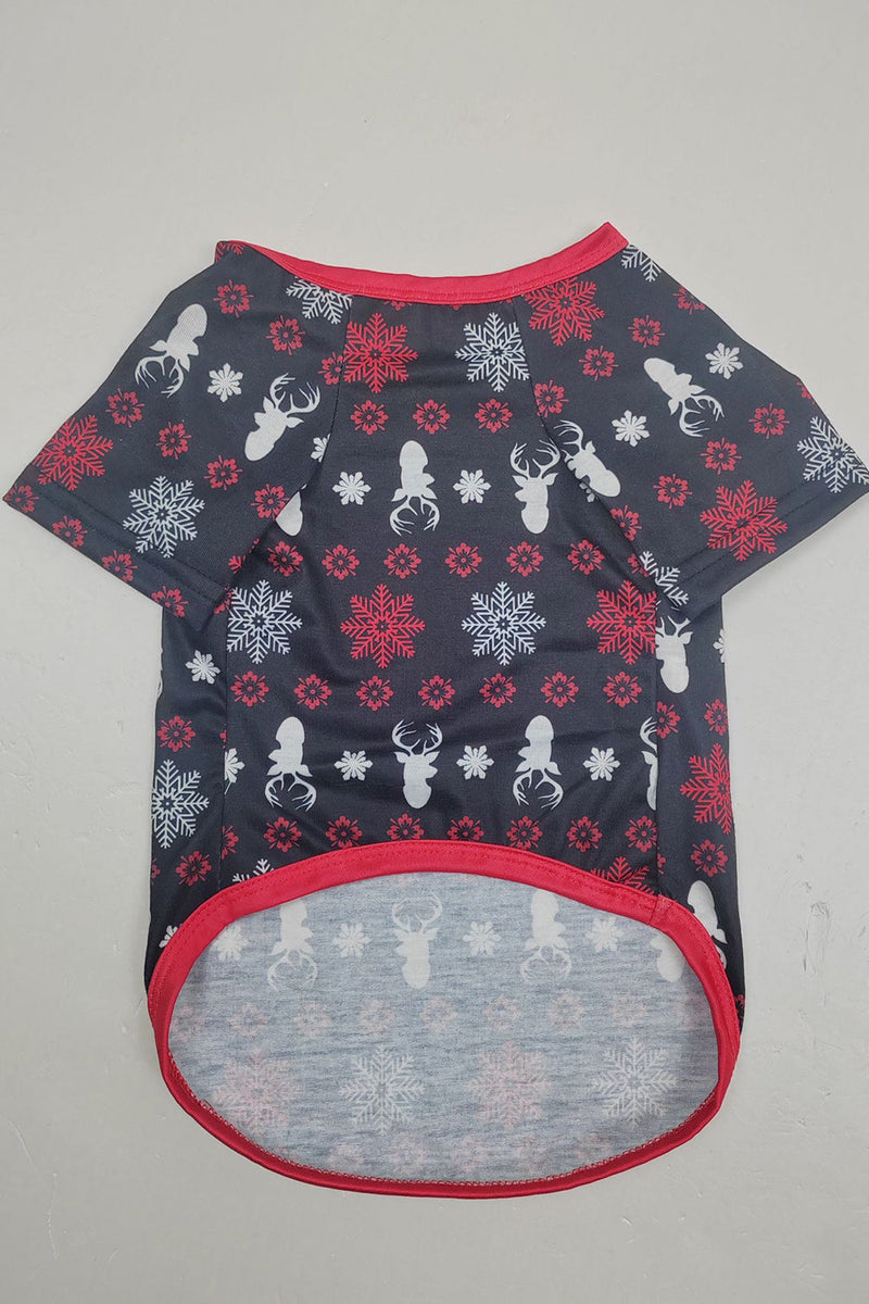 Laden Sie das Bild in den Galerie-Viewer, Passender Pyjama für die Weihnachtsfamilie Schwarz Rot Hirsch bedruckt Pyjama-Set