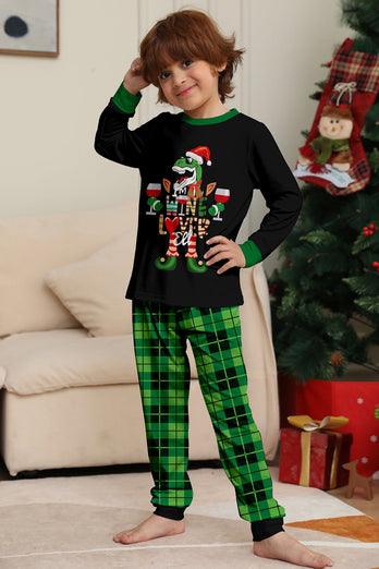 Weihnachtsfamilie Weinliebhaber Dinosaurier-Druck Pyjama-Set