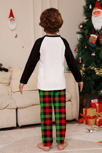 Weihnachtsfamilie Schwarz Weißer Hirsch bedruckter karierter Pyjama Set