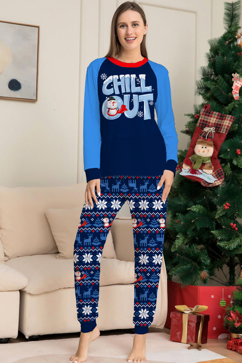 Laden Sie das Bild in den Galerie-Viewer, Weihnachten Familie passendes Pyjama-Set Marineblauer Chill-Out-Pyjama