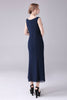 Laden Sie das Bild in den Galerie-Viewer, Marineblaues Kleid mit U-Boot-Ausschnitt A-Linie 2-teiliges Kleid für die Mutter der Braut