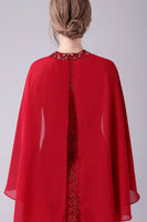 Laden Sie das Bild in den Galerie-Viewer, Burgunderrotes bodenlanges Kleid der Brautmutter in A-Linie mit Applikationen