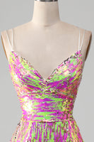 Laden Sie das Bild in den Galerie-Viewer, Pink glitzerndes Meerjungfrauen Ballkleid mit Schlitz