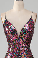 Laden Sie das Bild in den Galerie-Viewer, Lila Meerjungfrau Glitzerndes Ballkleid mit Schlitz